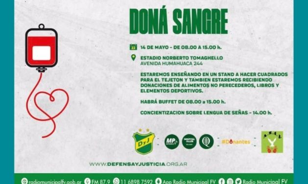 F. Varela: Doná Sangre, el club Defensa y Justicia propone una nueva campaña solidaria