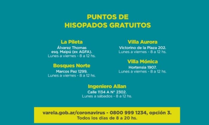 F. Varela: Coronavirus, centros de hisopado gratuitos