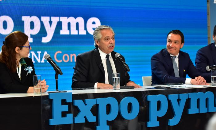 F. Varela: Andrés Watson, Alberto Fernández y Silvina Batakis formalizaron la apertura de la Expo PyME BNA Conecta