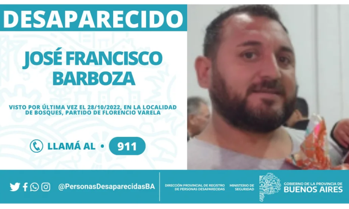 Juan Barboza, salió de su casa de Florencio Varela con el dinero para comprar un auto y desapareció