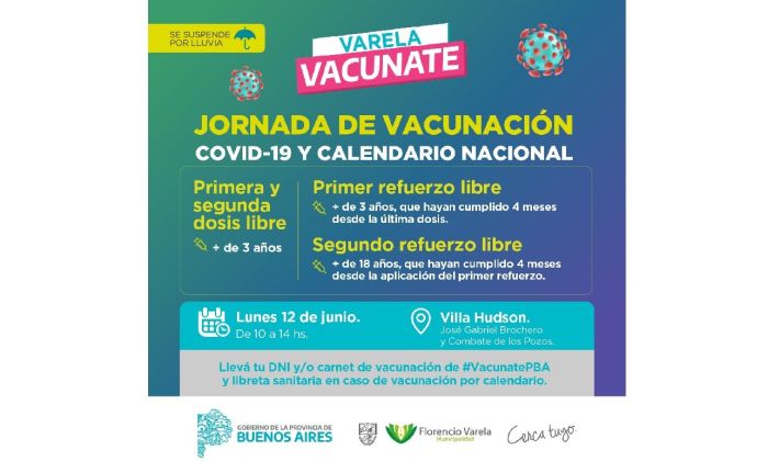 Florencio Varela - Jornada de vacunación en Villa Hudson – Lunes 12 de junio