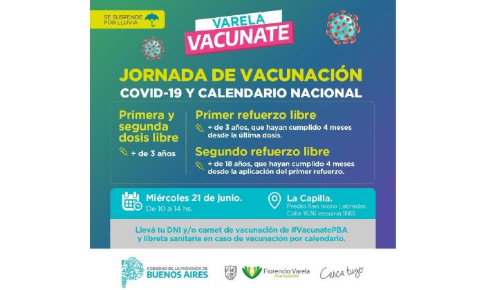 Florencio Varela - Jornada de vacunación en La Capilla – Miércoles 21 de junio