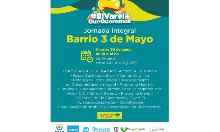 Florencio Varela – 30 de junio - “Jornada integral” en Barrio 3 de Mayo