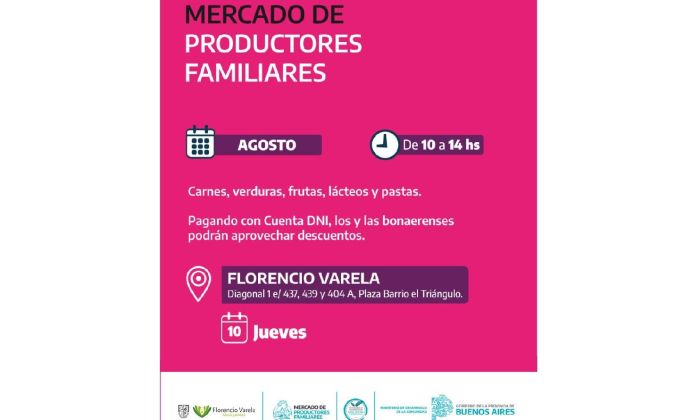 Florencio Varela - Jueves 10 - Mercado de productores familiares