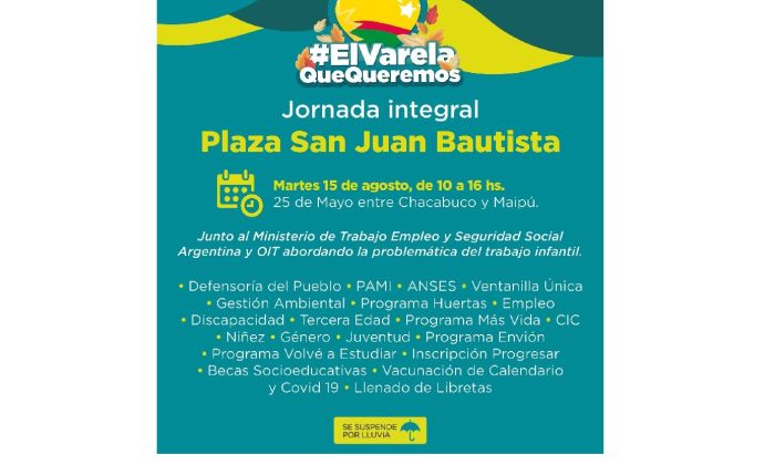 Florencio Varela – Jornada integral en Plaza San Juan Bautista