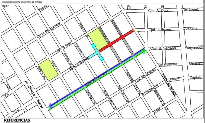 F. Varela - Desvío por obra vial en La Esmeralda, calle Concejal Brown