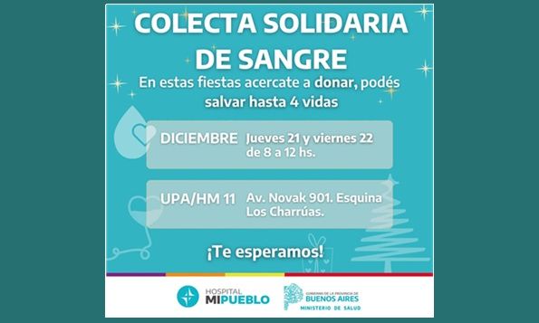 Florencio Varela - Colecta solidaria de sangre, 21 y 22 de diciembre