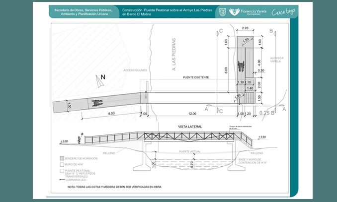 F. Varela - Construcción de nuevo puente peatonal sobre el arroyo Las Piedras