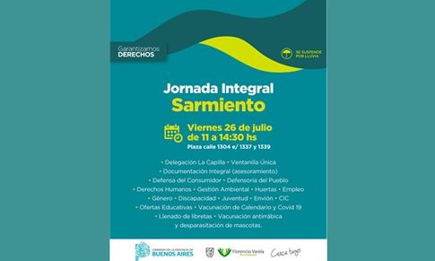 F. Varela – Hoy, en Barrio Sarmiento, jornada de asesoramiento integral