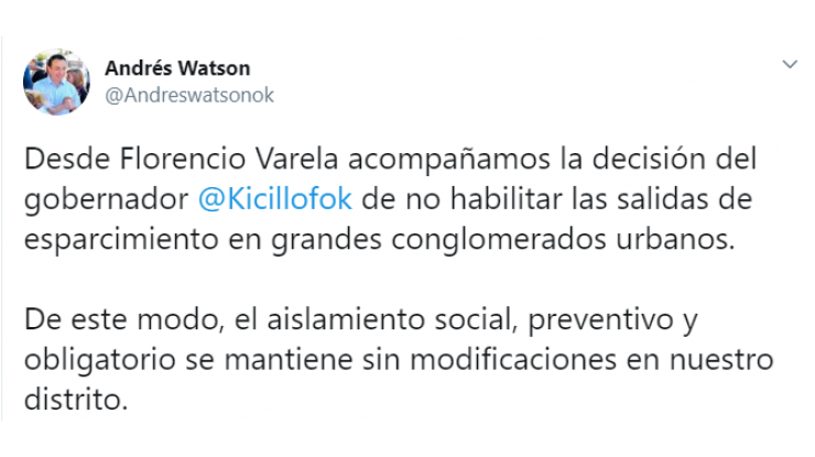 F. Varela: no se habilita la circulación para el esparcimiento