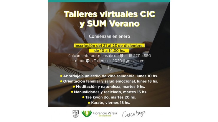 Inscripción abierta para talleres virtuales en CIC y SUM Verano